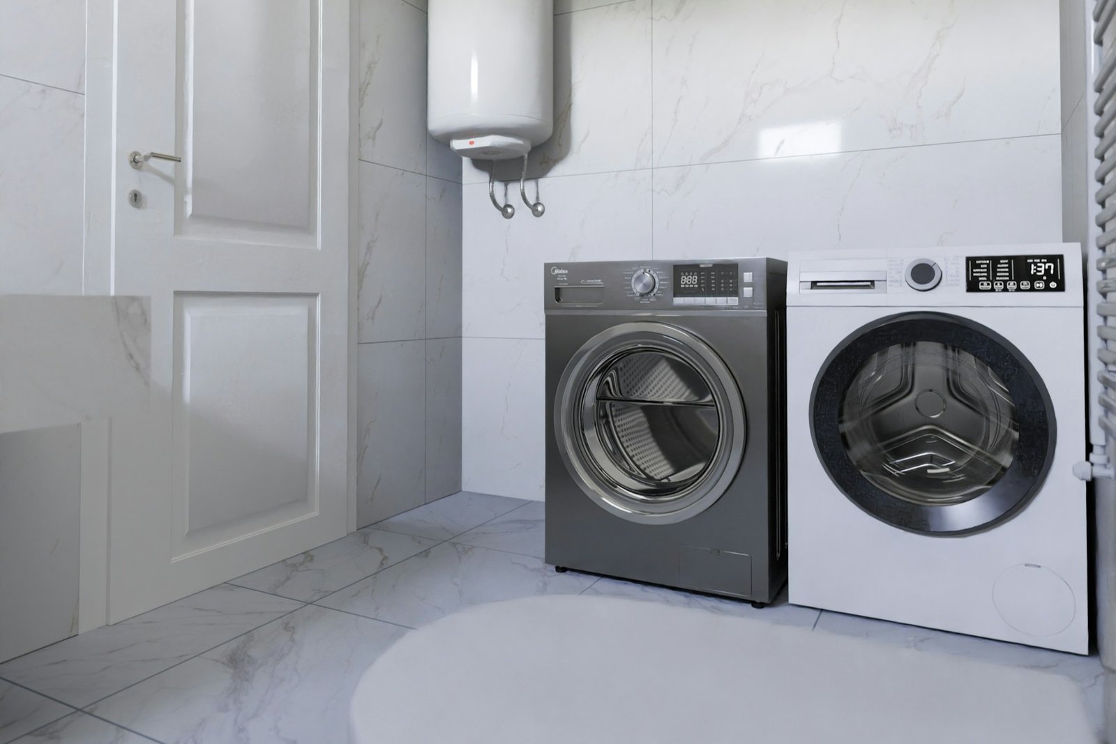 Ältere Waschmaschine in einem Hauswirtschaftsraum